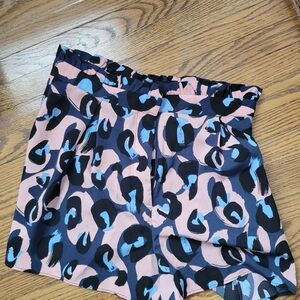 Topshop High Waist Leopard Print Shorts - Pink and Blue